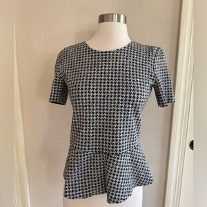 Zara Houndstooth Peplum Top